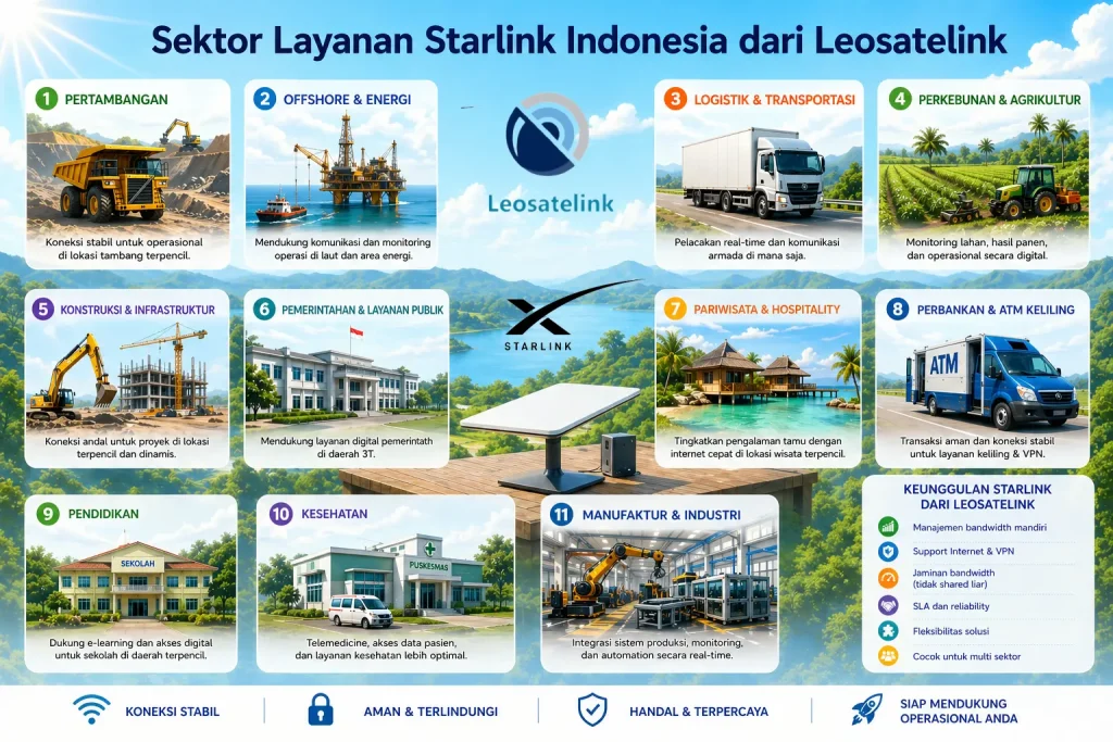 sektor layanan vsat starlink - vsat internet dari leosatelink