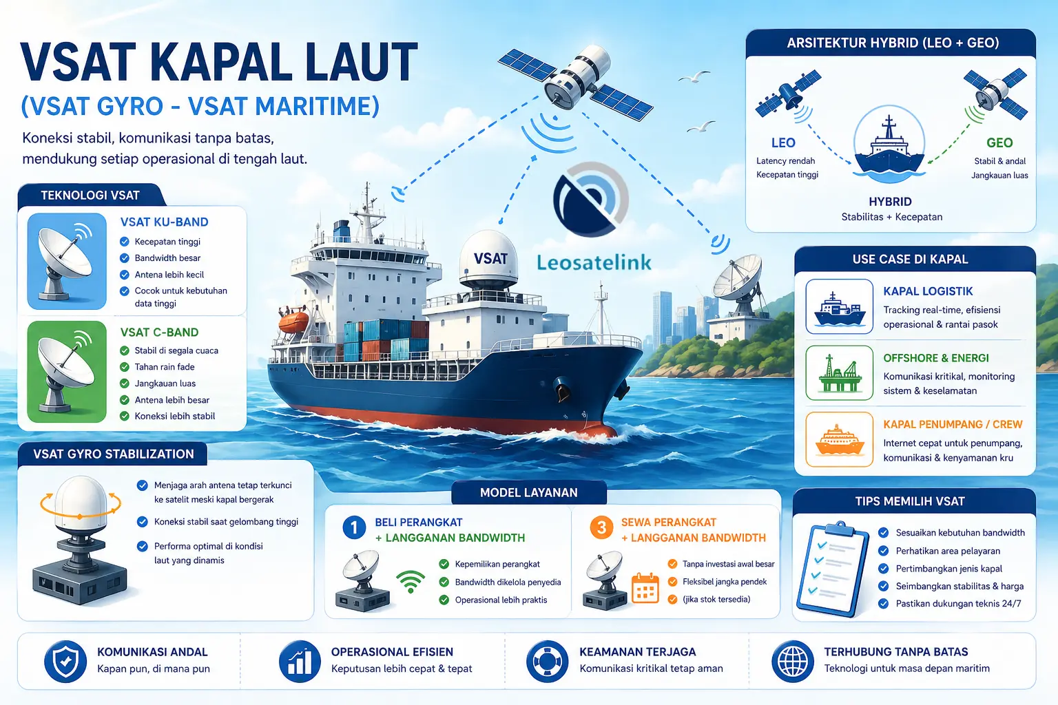 layanan VSAT Kapal Laut - VSAT Gyro - VSAT Marine - VSAT Maritime Leosatelink
